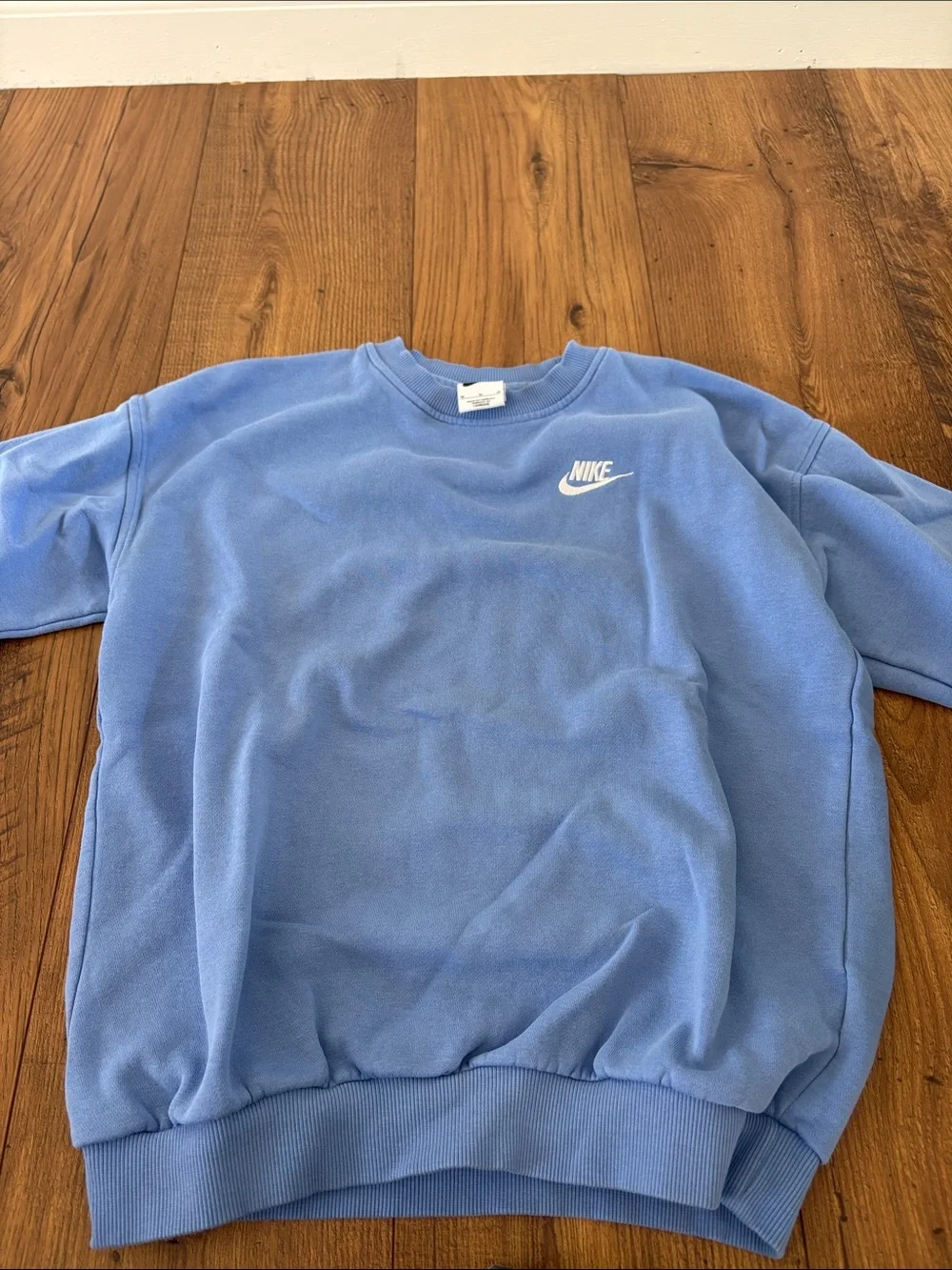 Nike Light Blue Crewneck Sweatshirt with White Logo- Youth Medium